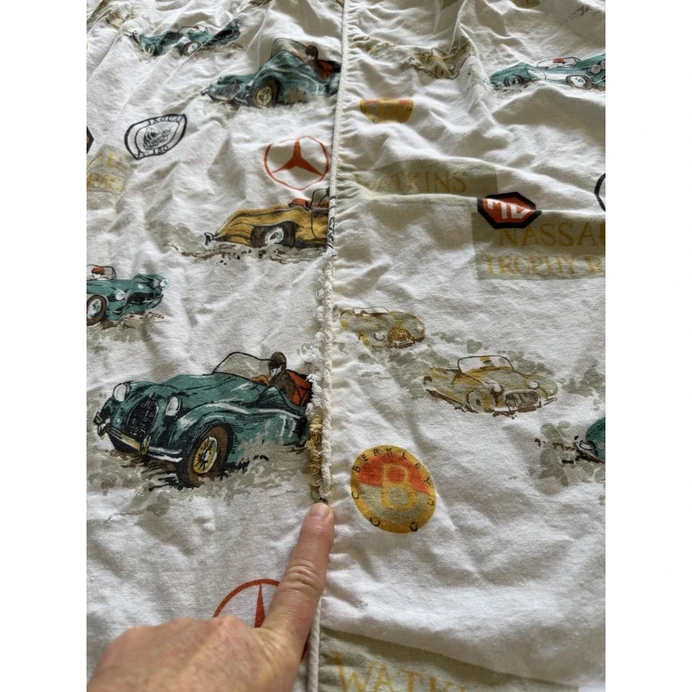 Vtg Racing Bedspread Twin(2) Porsche SCCA & Grand Prix Corvette Alfa Romeo 1960s